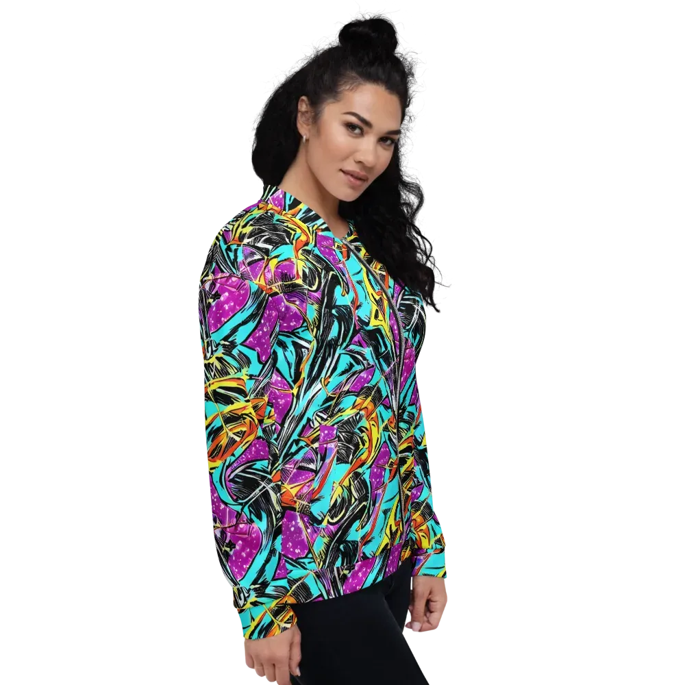 Turquoise Riot on Bomber Jacket — Right