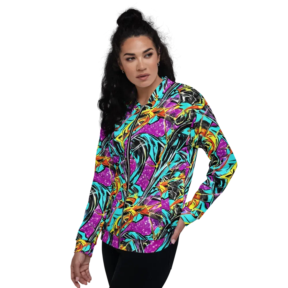 Turquoise Riot on Bomber Jacket — Left