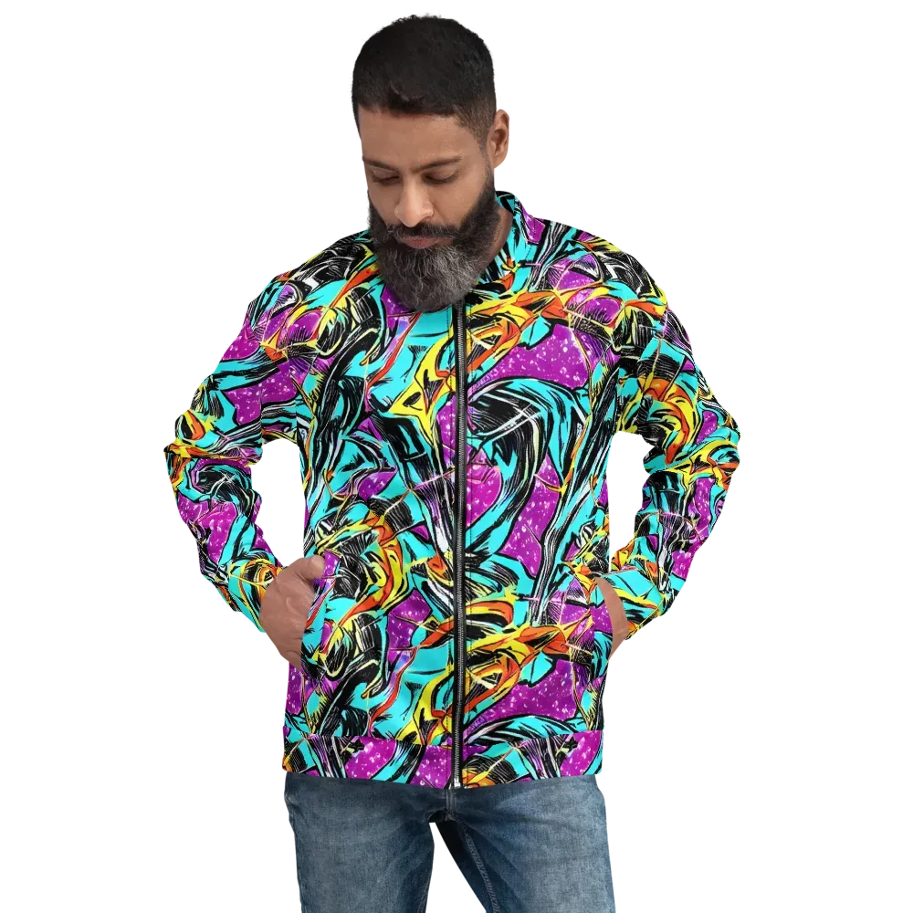 Turquoise Riot on Bomber Jacket — Front
