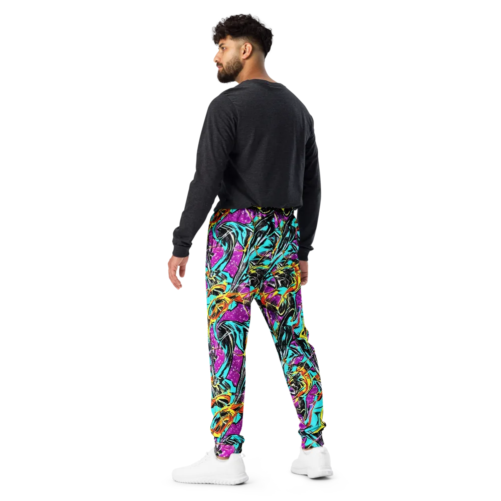 Turquoise Riot on Men's Joggers — Back