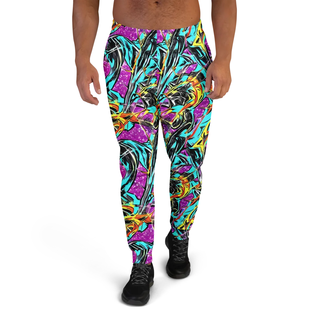 Turquoise Riot on Men's Joggers — Front