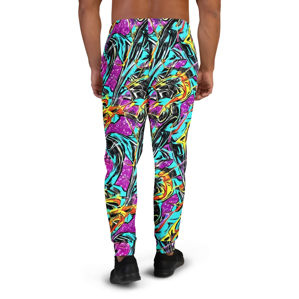 Turquoise Riot on Men's Joggers — Back