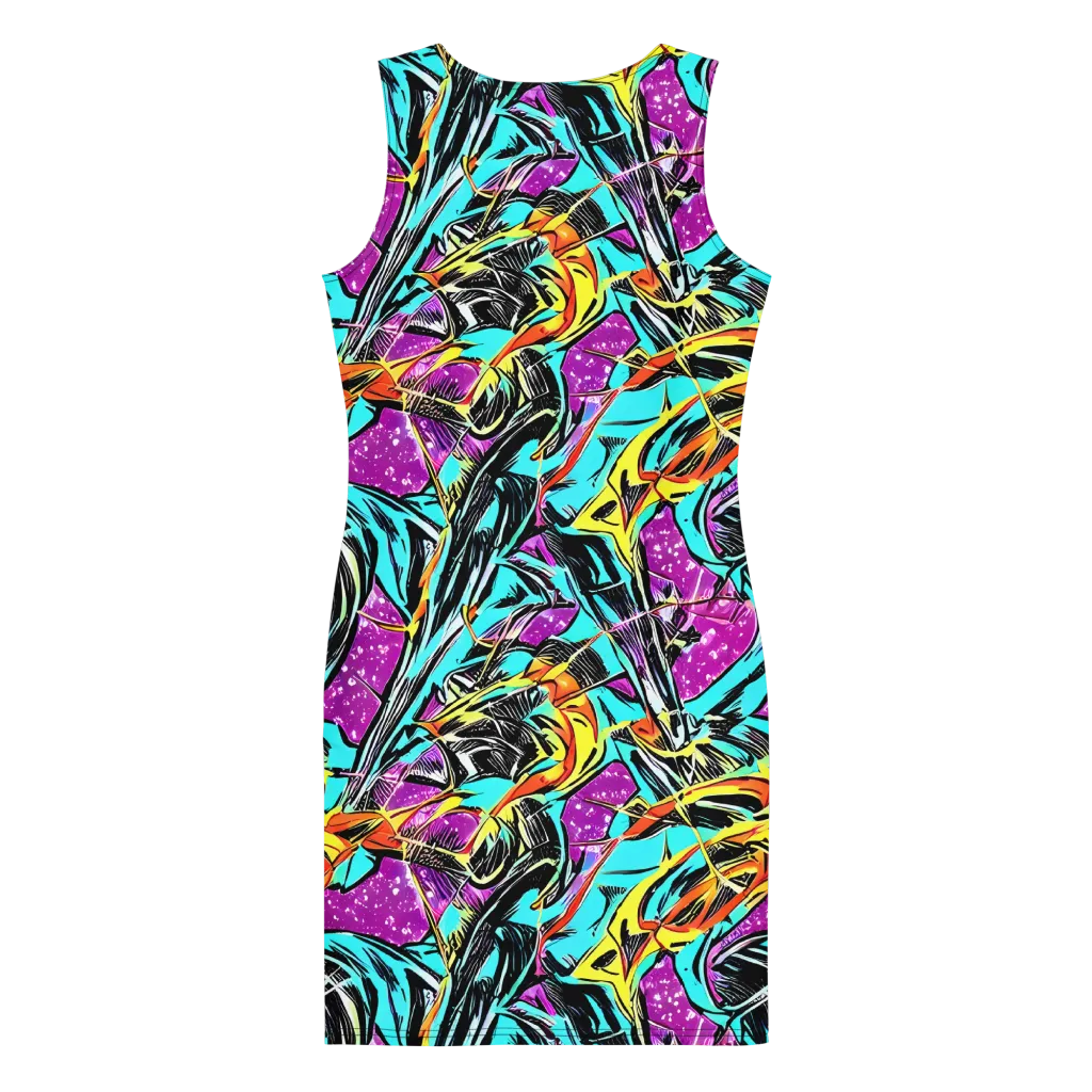 Turquoise Riot on Bodycon Dress — Back