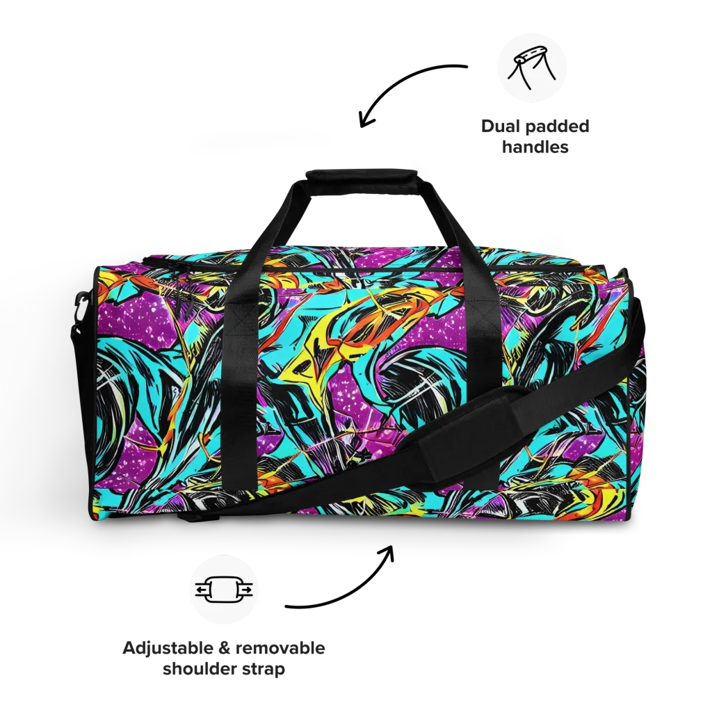 Turquoise Riot on Duffle Bag — Front