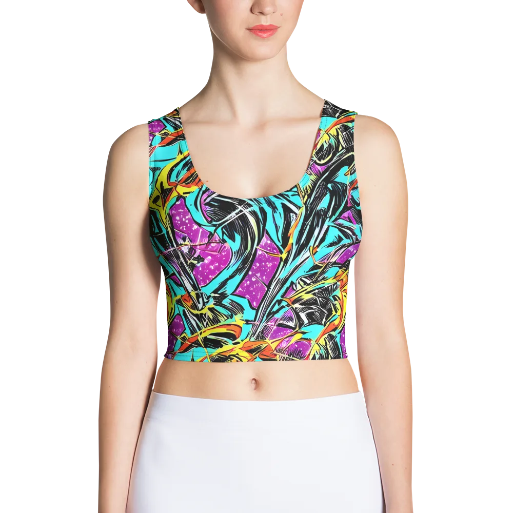 Turquoise Riot on Crop Top — Front