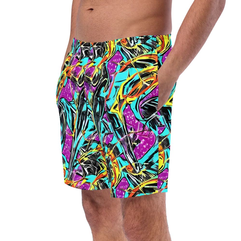 Turquoise Riot on Swim Trunks — Left Front