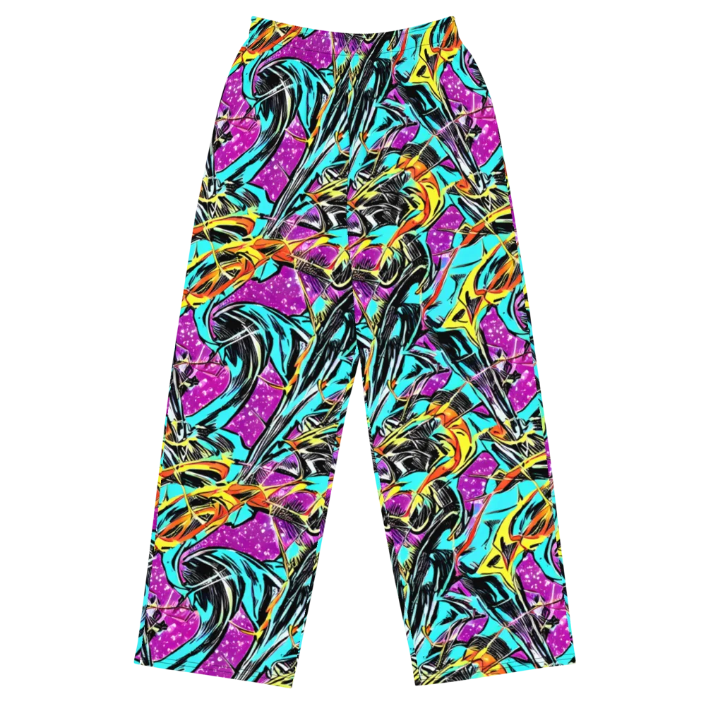 Turquoise Riot on Wide-Leg Pants — Front