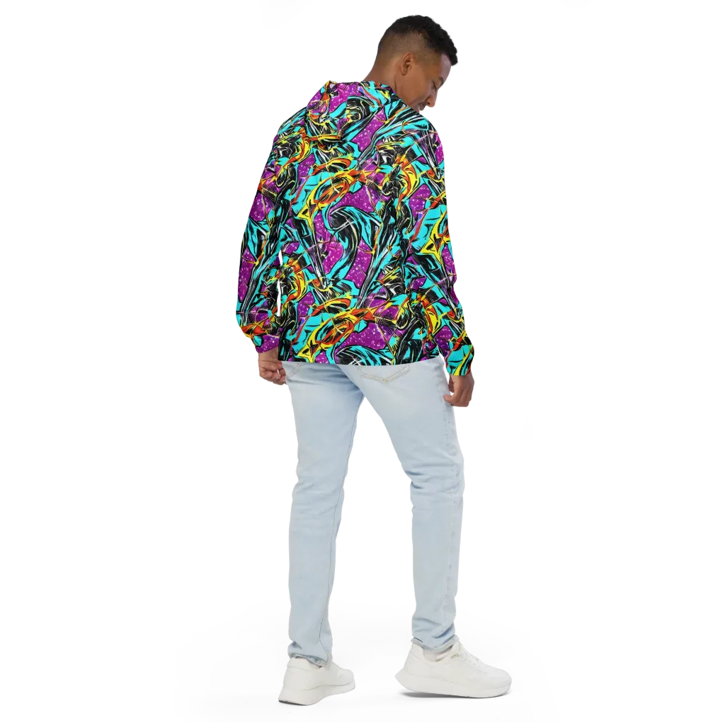 Turquoise Riot on Men's Windbreaker — Back