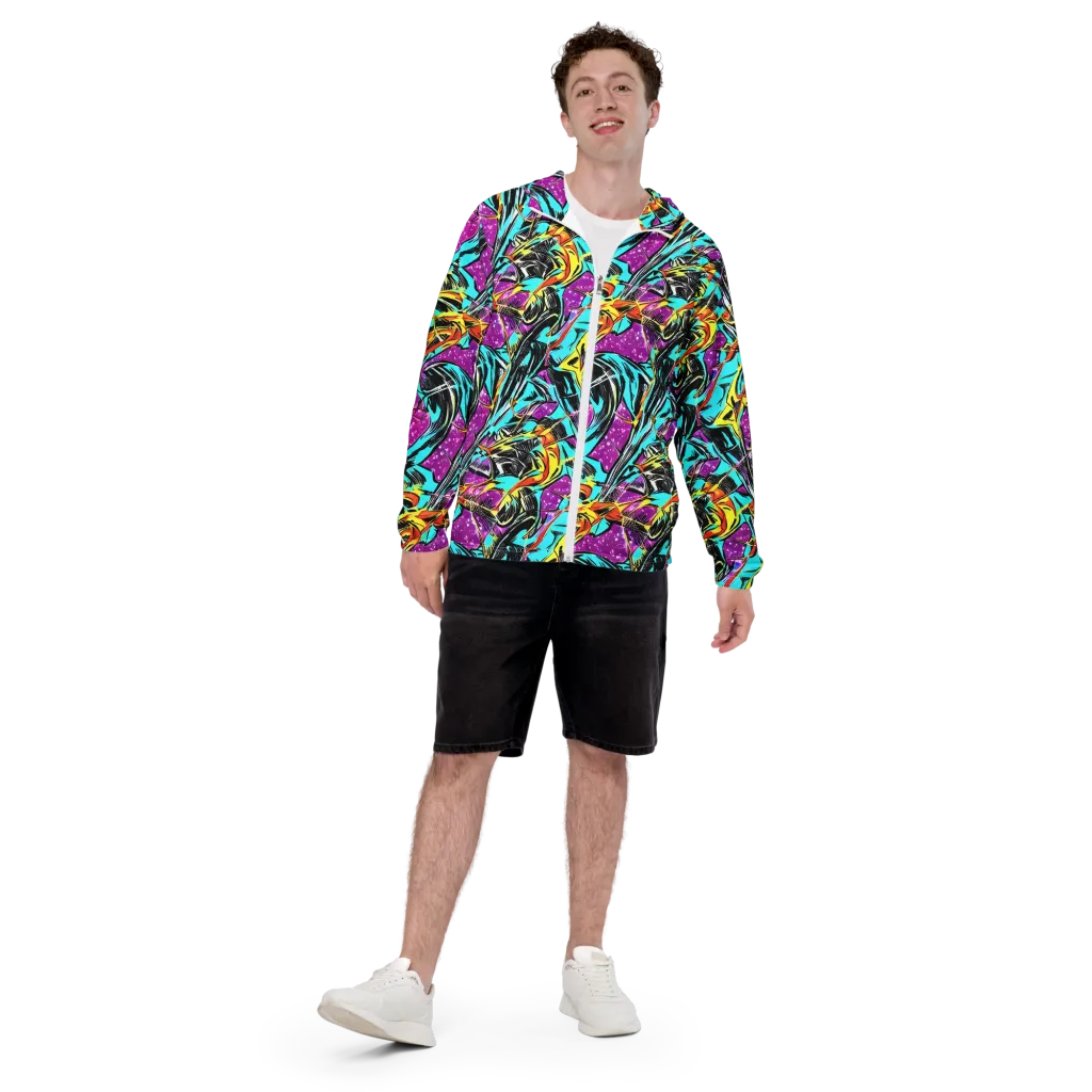 Turquoise Riot on Men's Windbreaker — Front