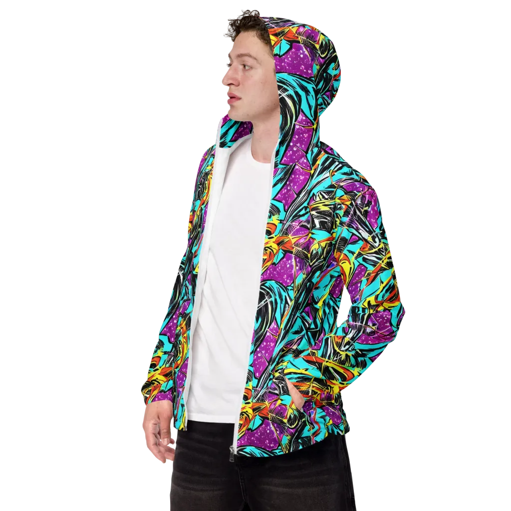 Turquoise Riot on Men's Windbreaker — Left Front