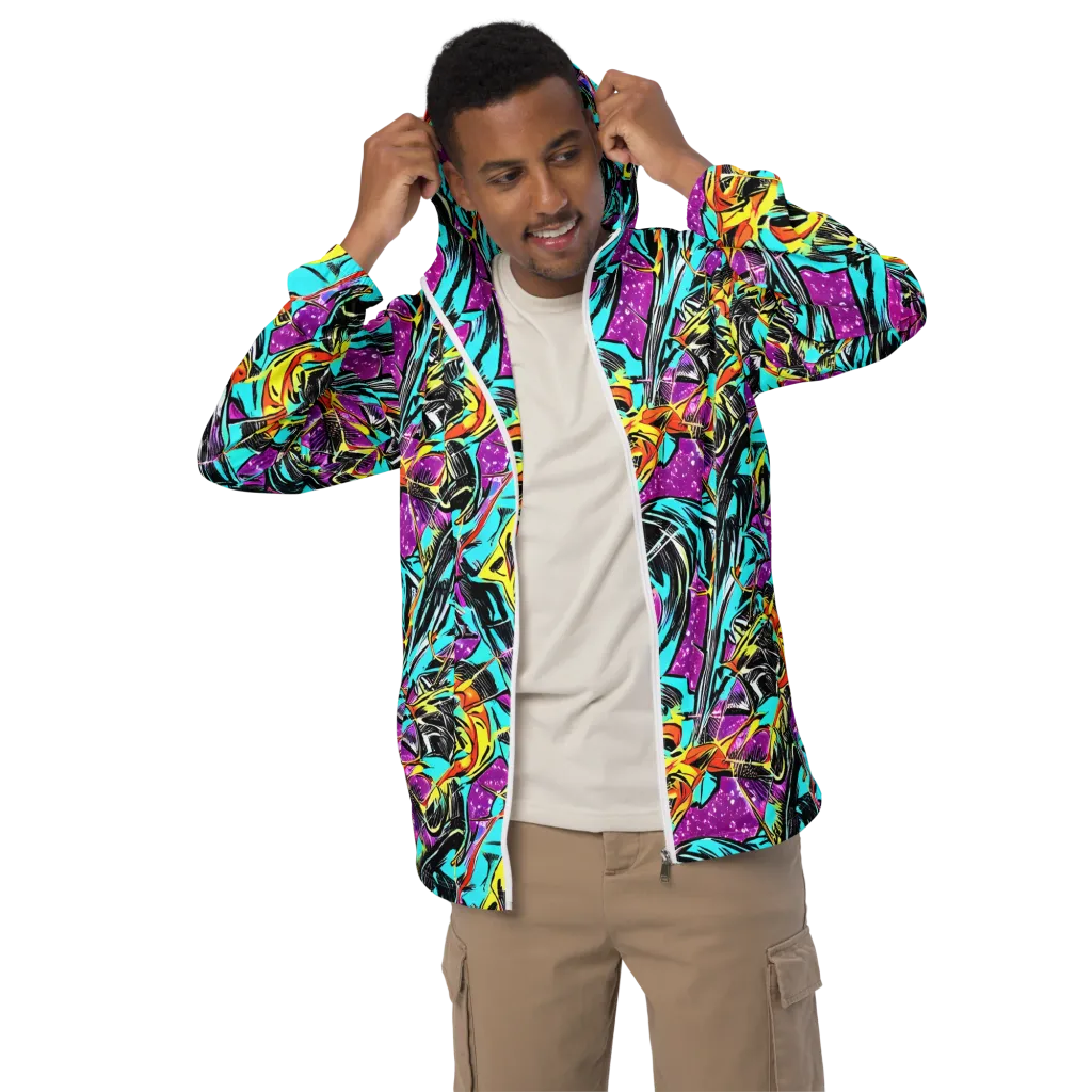 Turquoise Riot on Men's Windbreaker — Front