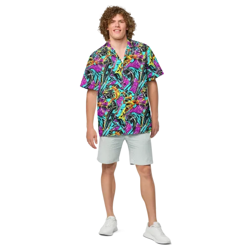 Turquoise Riot on a Button Shirt