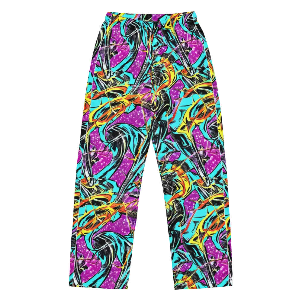 Turquoise Riot on Women's Pajama Pants — Front