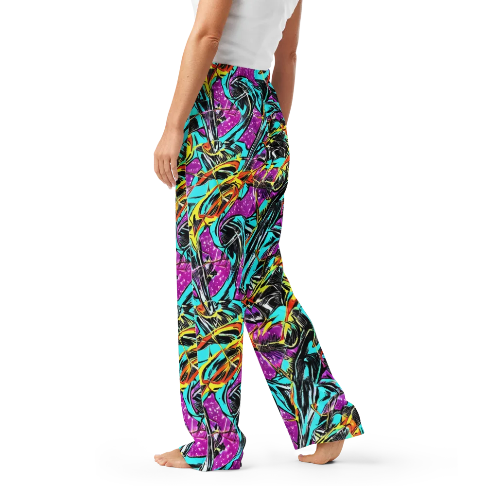 Turquoise Riot on Women's Pajama Pants — Left