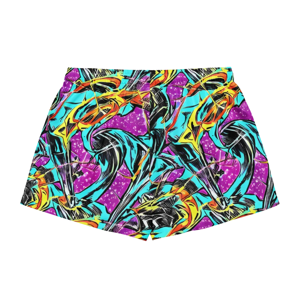 Turquoise Riot on Women's Pajama Shorts — Back