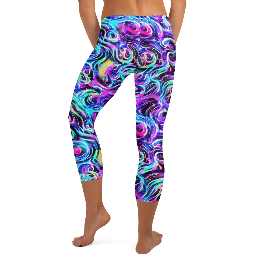 Digital Kaleidoscope on Capri Leggings — Back