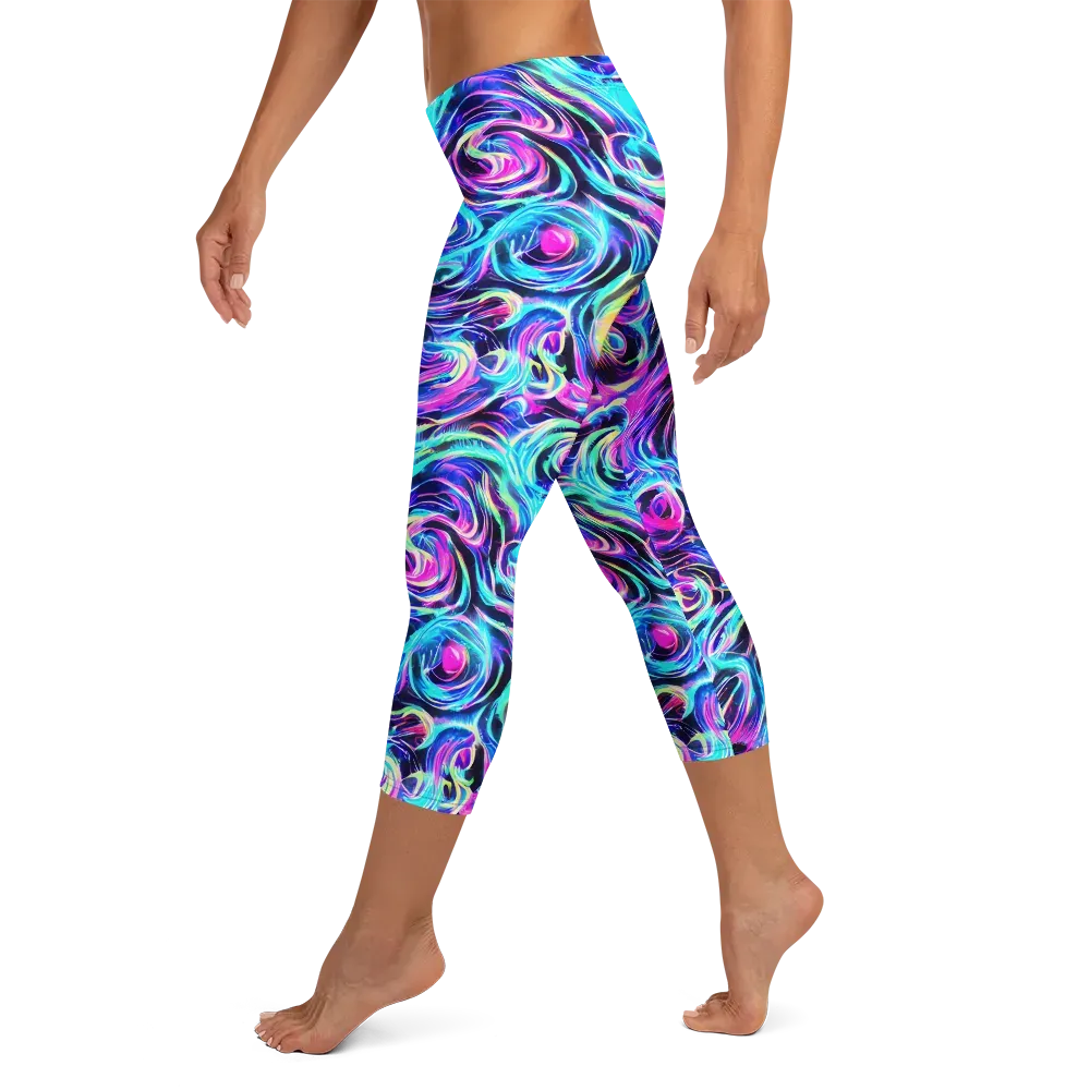 Digital Kaleidoscope on Capri Leggings — Left