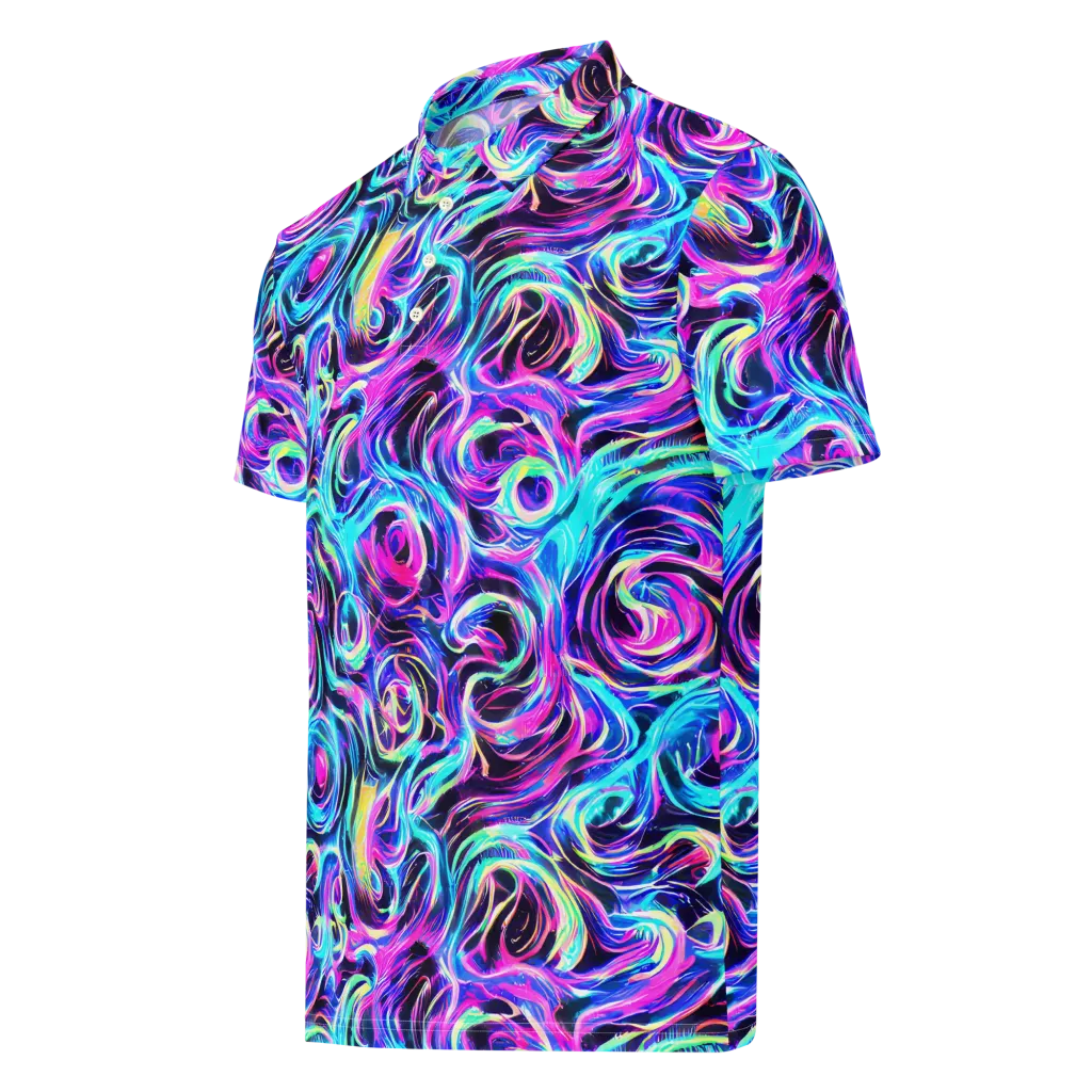 Digital Kaleidoscope on Men's Slim Fit Polo Shirt — Left Front