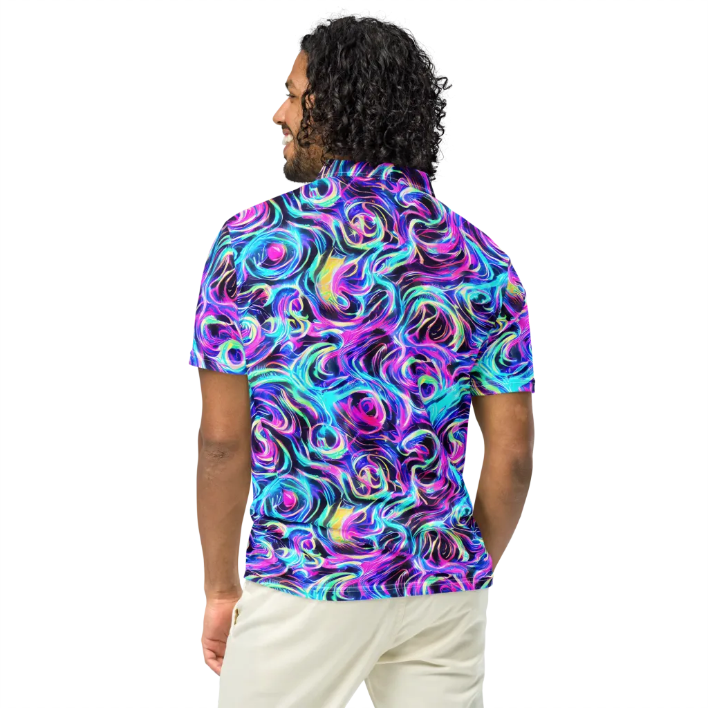 Digital Kaleidoscope on Men's Slim Fit Polo Shirt — Back
