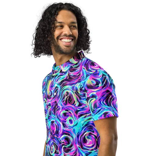 Digital Kaleidoscope on a Men's Slim Fit Polo Shirt