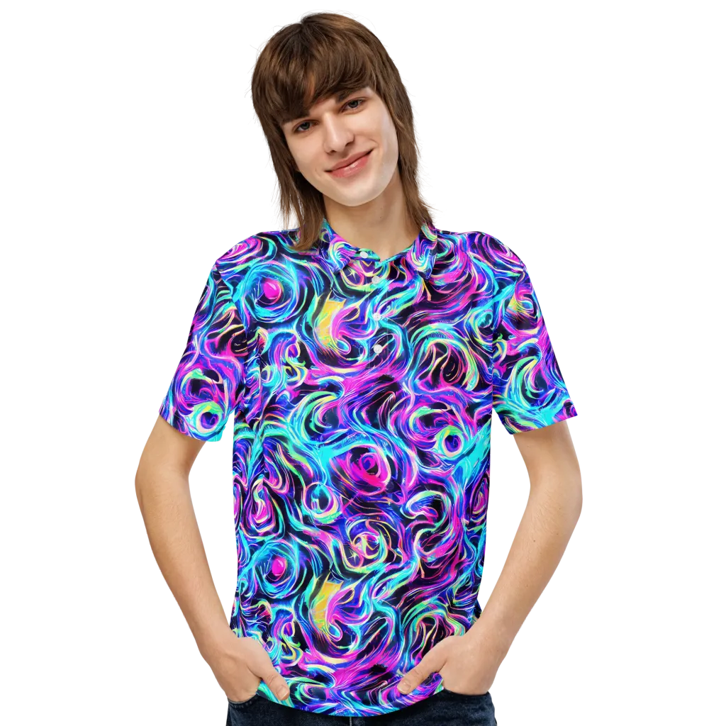 Digital Kaleidoscope on Men's Slim Fit Polo Shirt — Front
