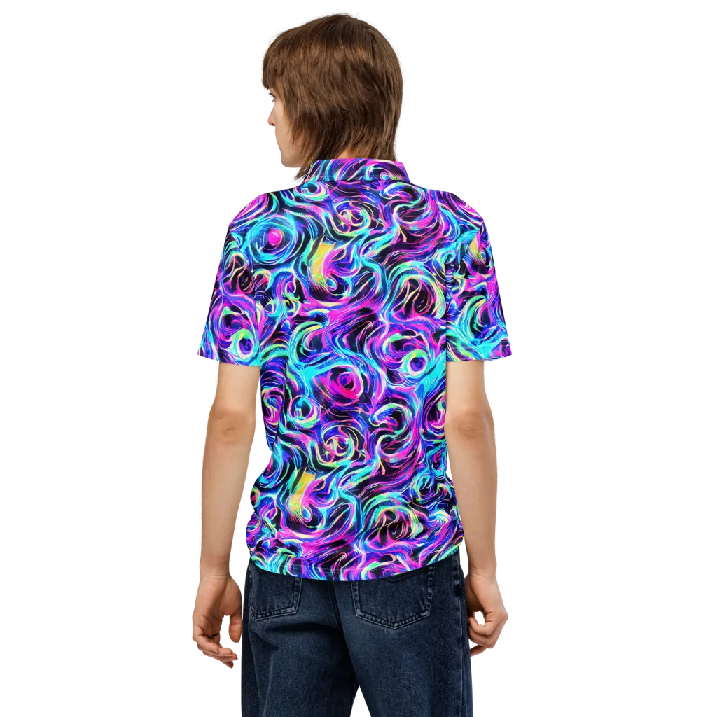 Digital Kaleidoscope on Men's Slim Fit Polo Shirt — Back