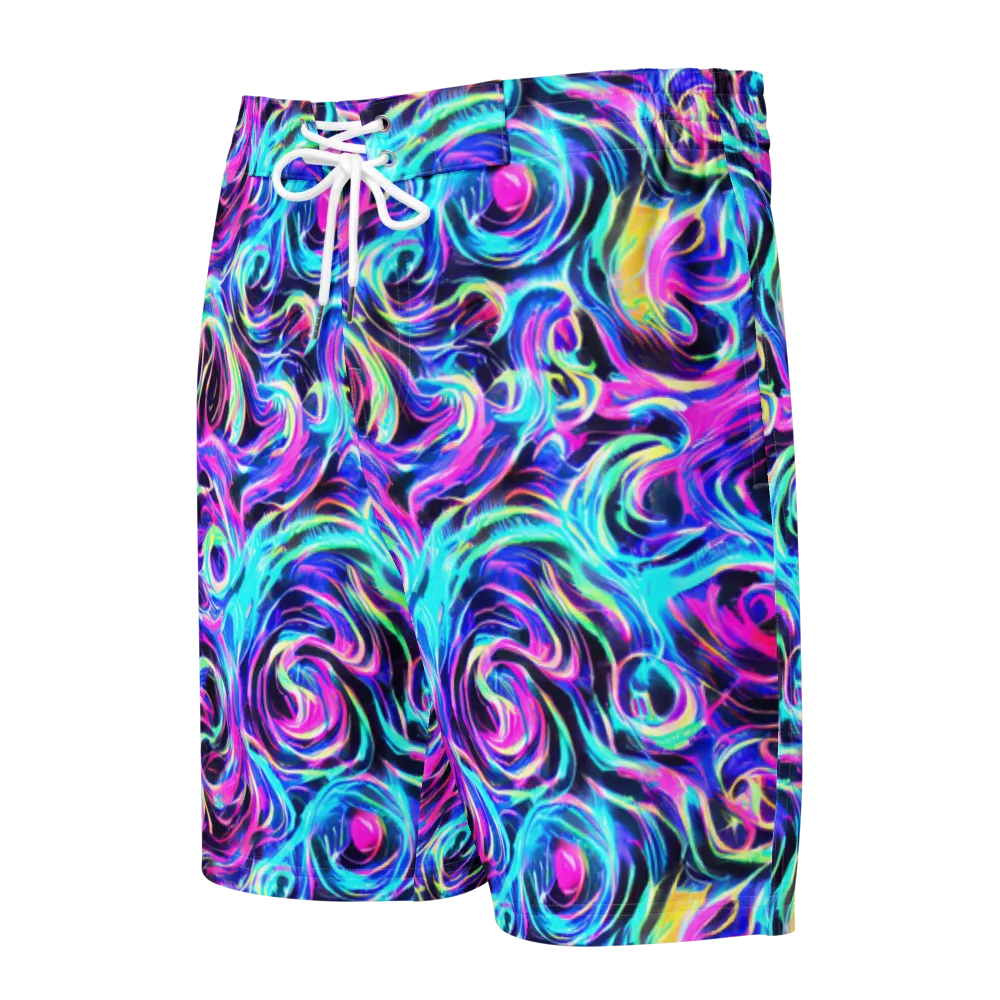 Digital Kaleidoscope on Men's Board Shorts — Front