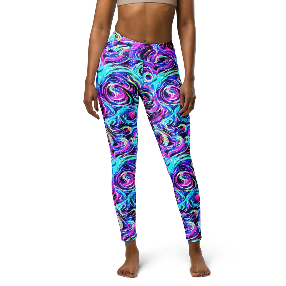 Digital Kaleidoscope on Yoga Leggings — Front
