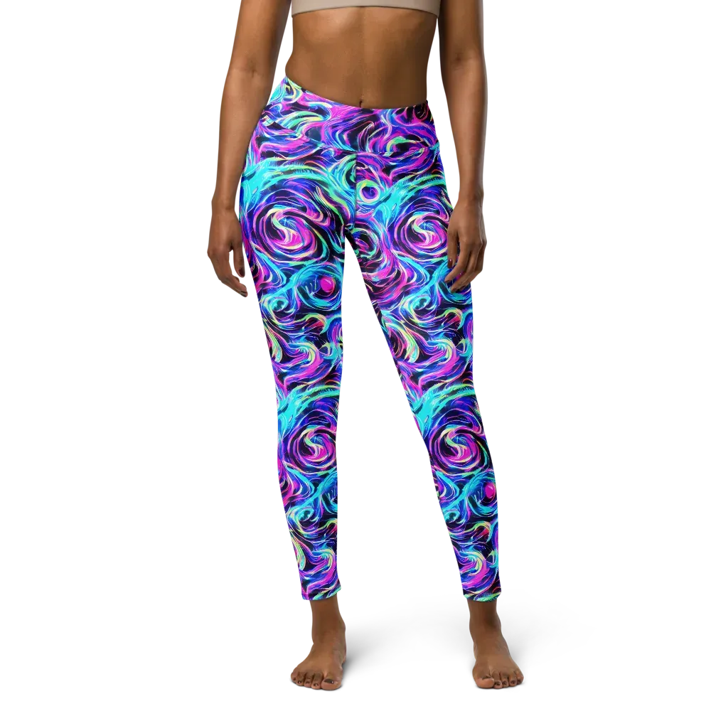 Digital Kaleidoscope on Yoga Leggings — Front