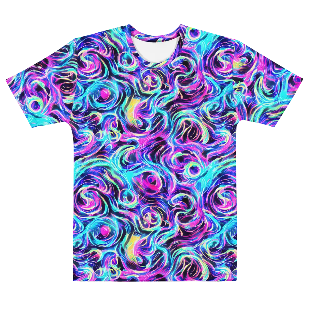 Digital Kaleidoscope on Men's Cotton Crew Neck T-Shirt — Front