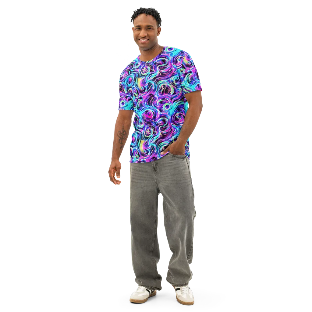 Digital Kaleidoscope on Men's Cotton Crew Neck T-Shirt — Front