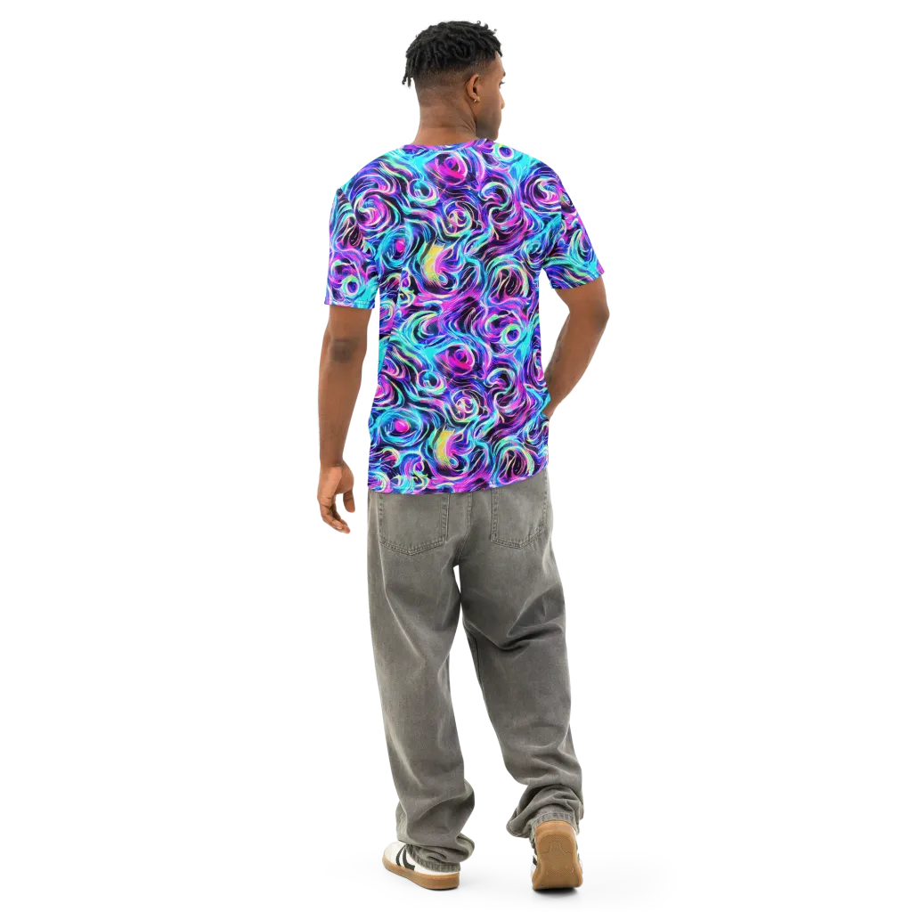 Digital Kaleidoscope on Men's Cotton Crew Neck T-Shirt — Back