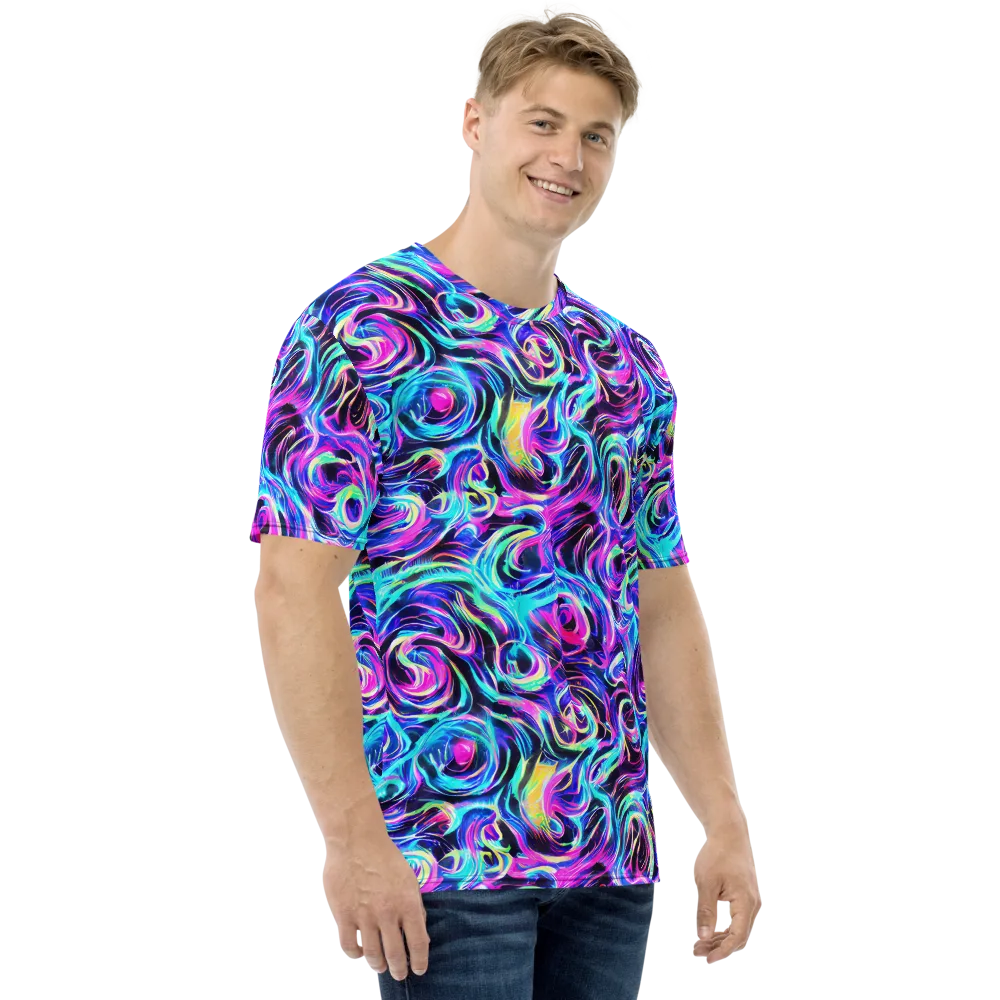 Digital Kaleidoscope on Men's Crew Neck T-Shirt — Right