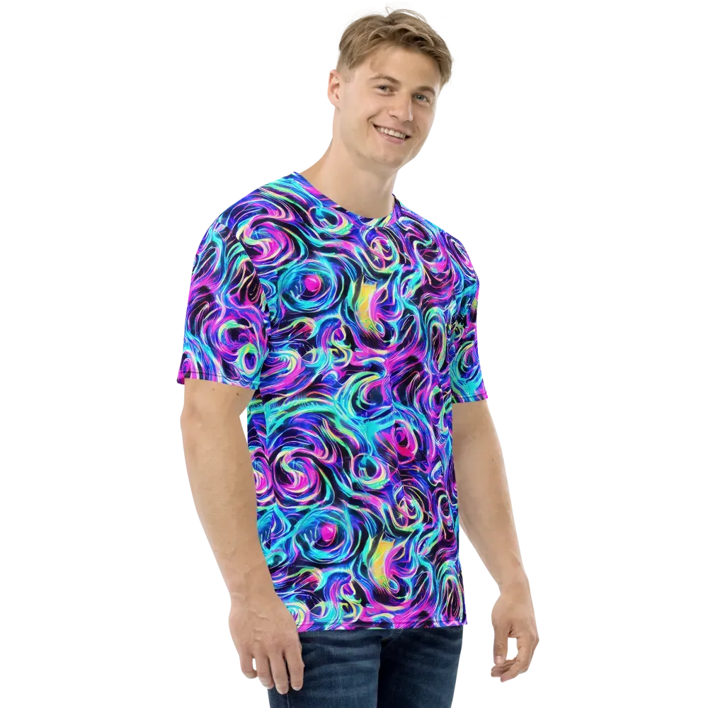 Digital Kaleidoscope on Men's Crew Neck T-Shirt — Right