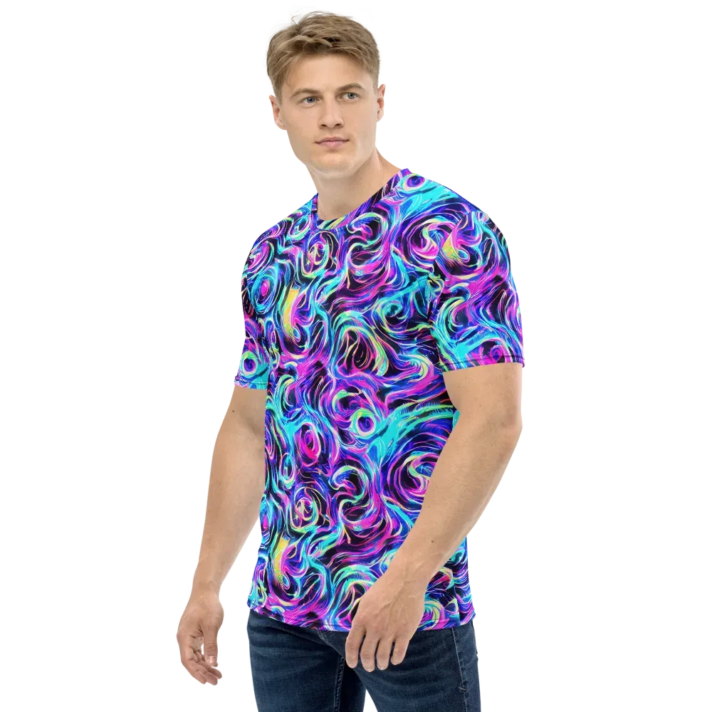 Digital Kaleidoscope on Men's Crew Neck T-Shirt — Left