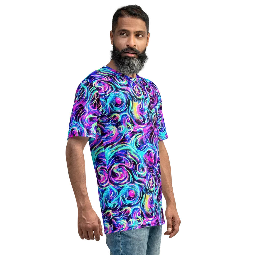 Digital Kaleidoscope on Men's Crew Neck T-Shirt — Right