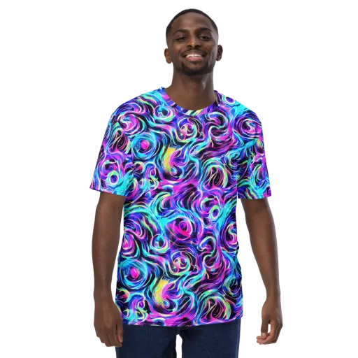 Digital Kaleidoscope on a Men's Crew Neck T-Shirt