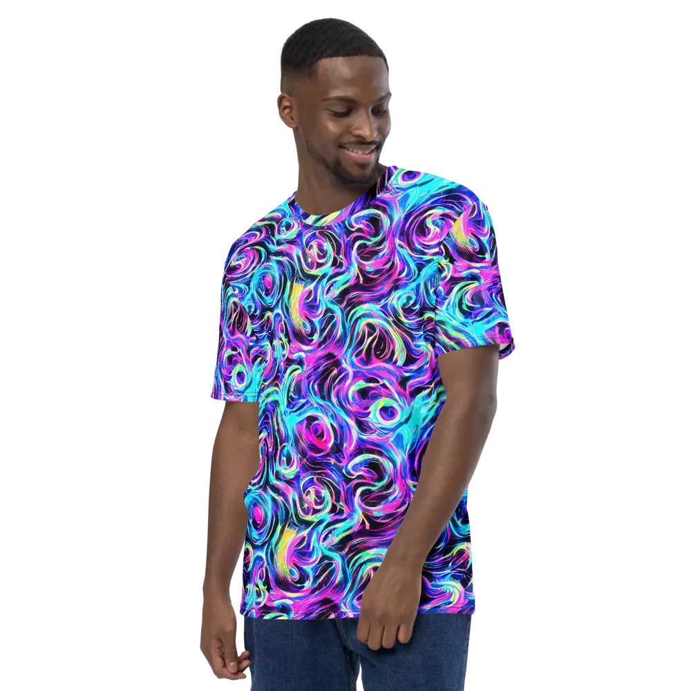 Digital Kaleidoscope on Men's Crew Neck T-Shirt — Left