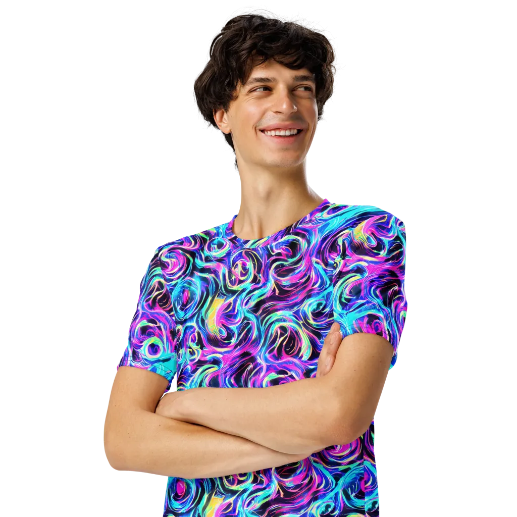 Digital Kaleidoscope on Men's Crew Neck T-Shirt — Left Front