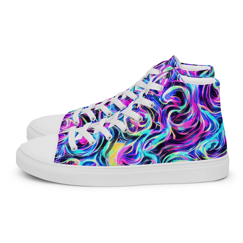 Digital Kaleidoscope on Men's High Top Canvas Shoes — Left