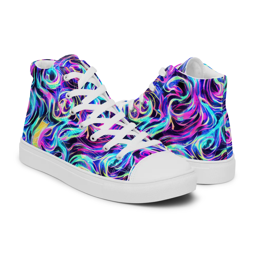 Digital Kaleidoscope on Men's High Top Canvas Shoes — Right