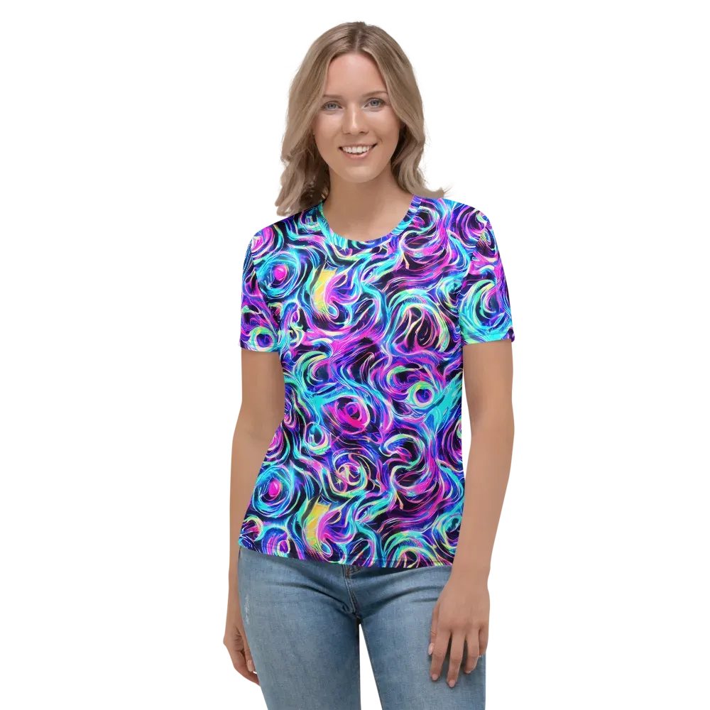 Digital Kaleidoscope on Women's Crew Neck T-Shirt — Front