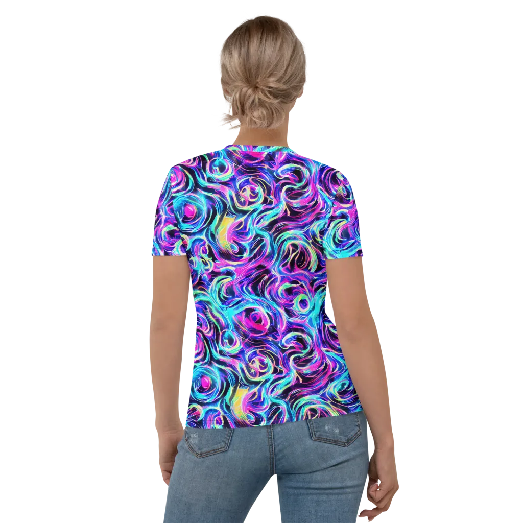 Digital Kaleidoscope on Women's Crew Neck T-Shirt — Back