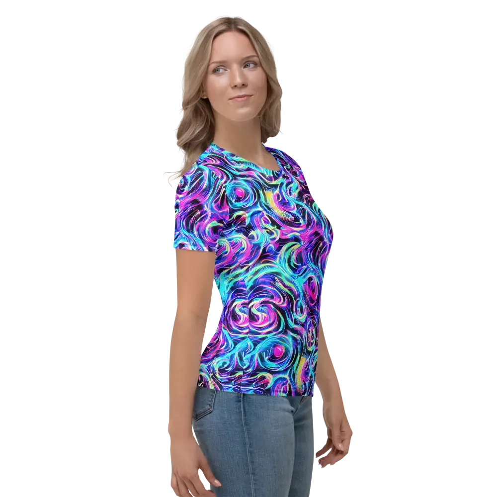Digital Kaleidoscope on Women's Crew Neck T-Shirt — Right