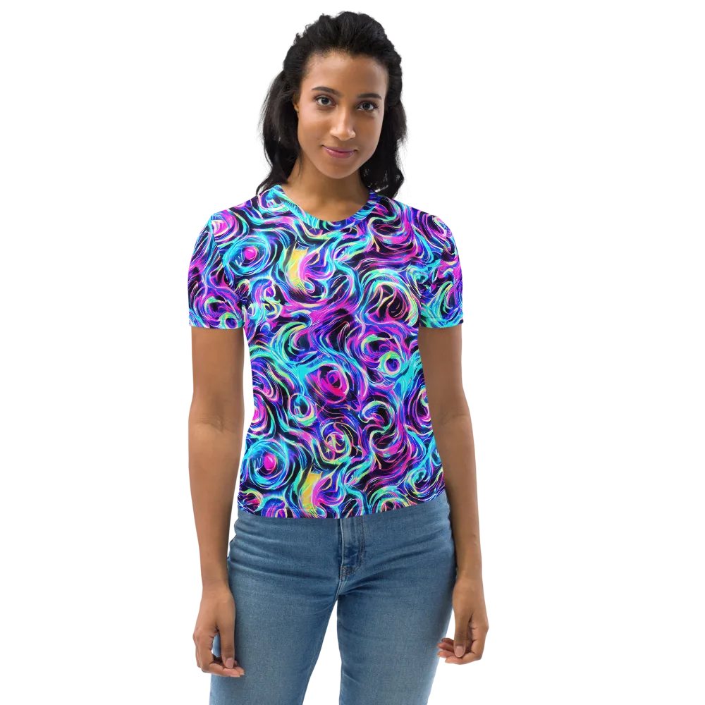 Digital Kaleidoscope on Women's Crew Neck T-Shirt — Front