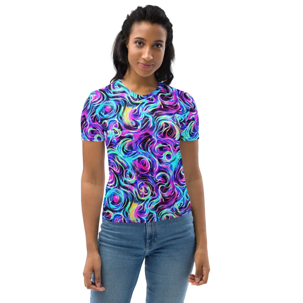 Digital Kaleidoscope on Women's Crew Neck T-Shirt — Front