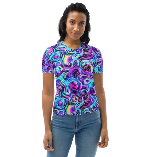Digital Kaleidoscope on a Women's Crew Neck T-Shirt