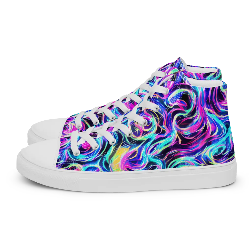 Digital Kaleidoscope on Women's High Top Canvas Shoes — Left