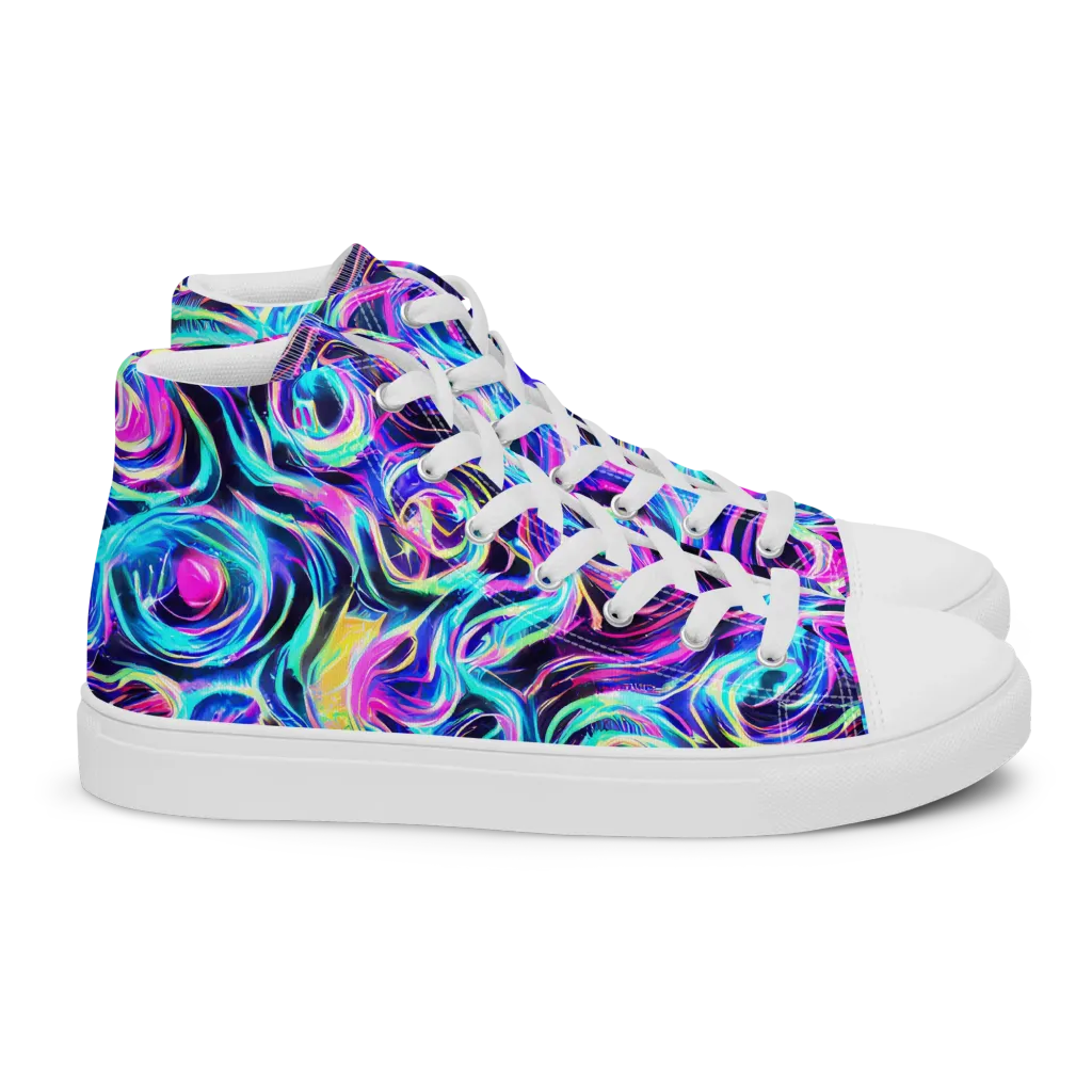 Digital Kaleidoscope on Women's High Top Canvas Shoes — Right