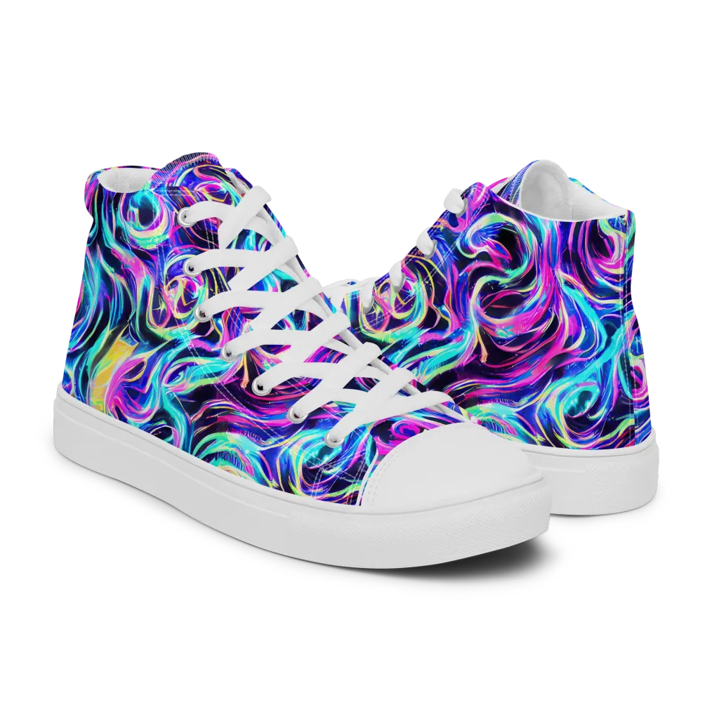 Digital Kaleidoscope on Women's High Top Canvas Shoes — Right
